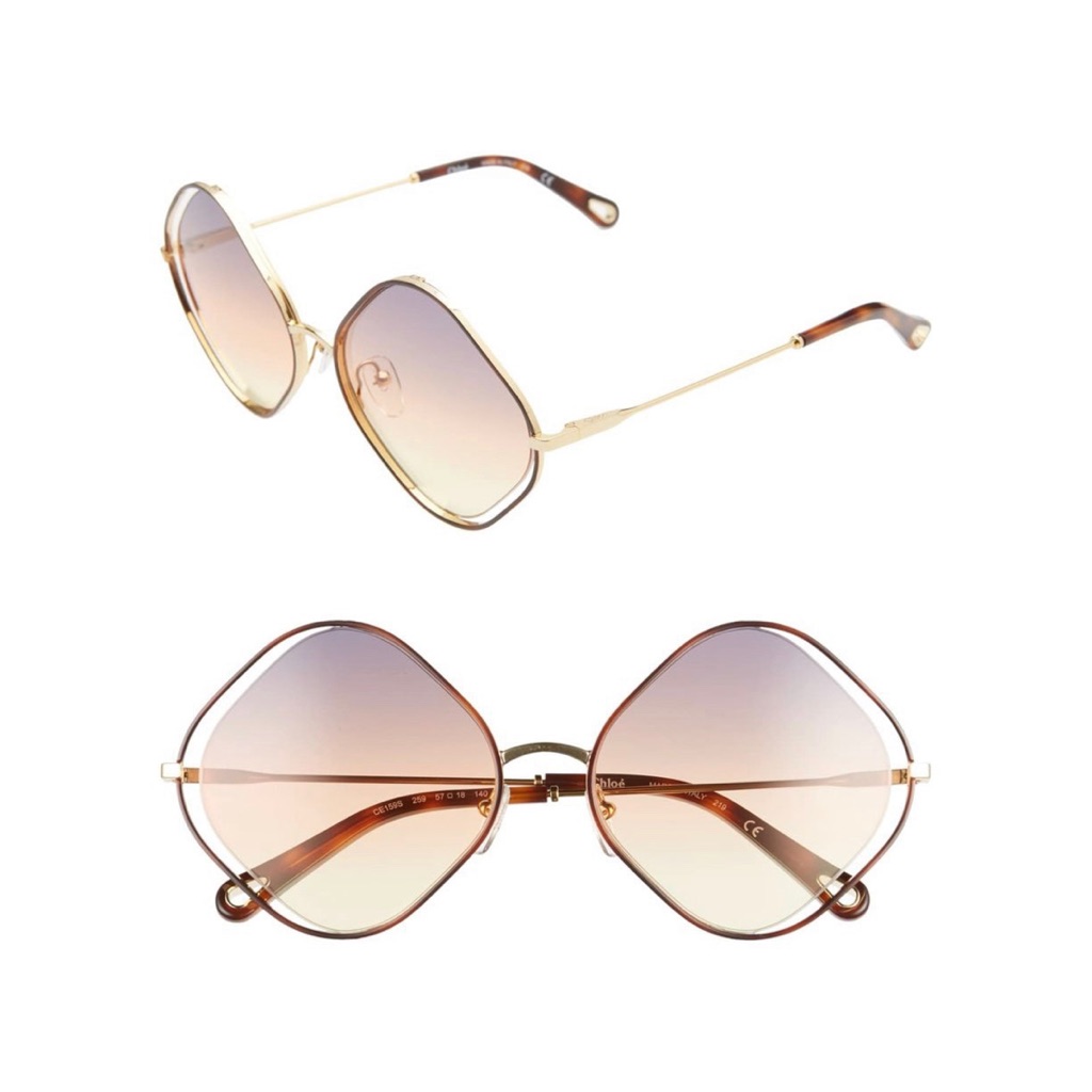 Chloe Oversized Heart Sunglasses In Gold With Brown Gradient Lenses